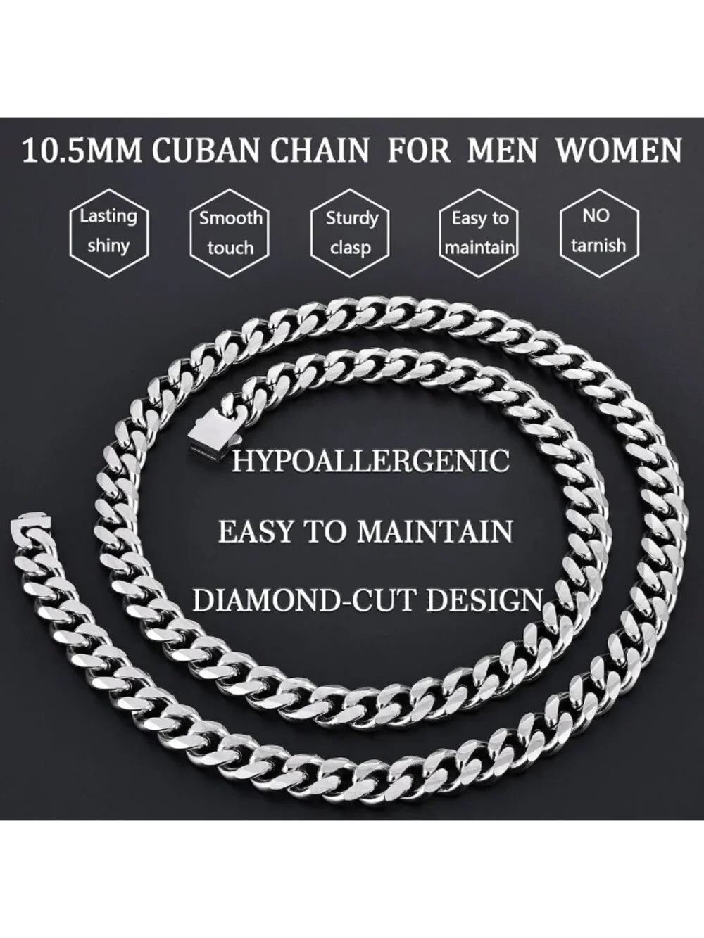 Stylish 3.5mm Cuban Link Chain Necklace for Men & Women, Durable Stainless Steel